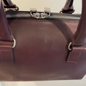 Shinola purple leather handbag purse dr bag clamshell
